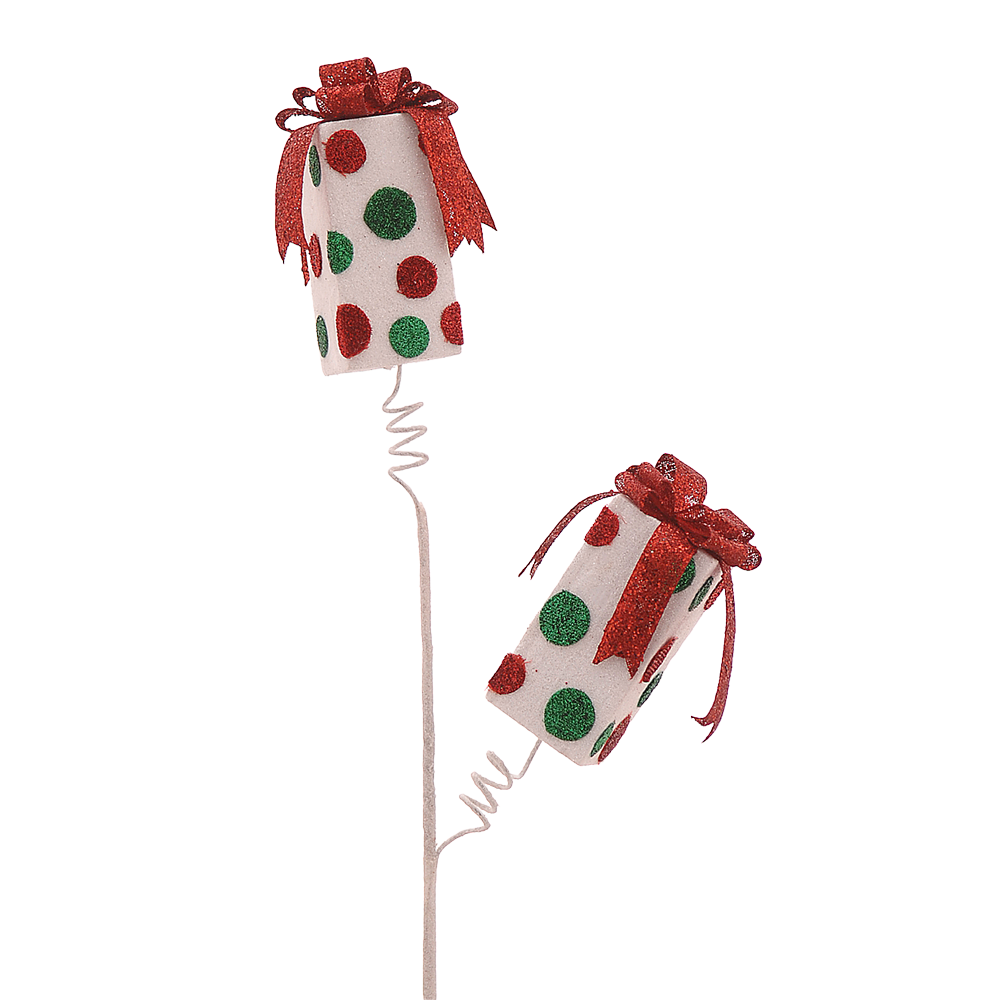 Viv! Christmas Weihnachtszweig – Geschenke mit Polkadots – Weiß Grün Rot – 76 cm