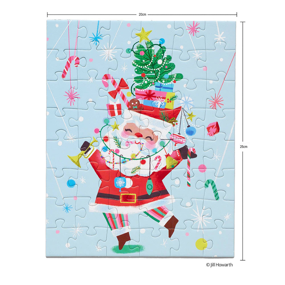 WerkShoppe Children's Christmas Puzzle with Glitter - Fancy Pants Santa - 48 Pieces