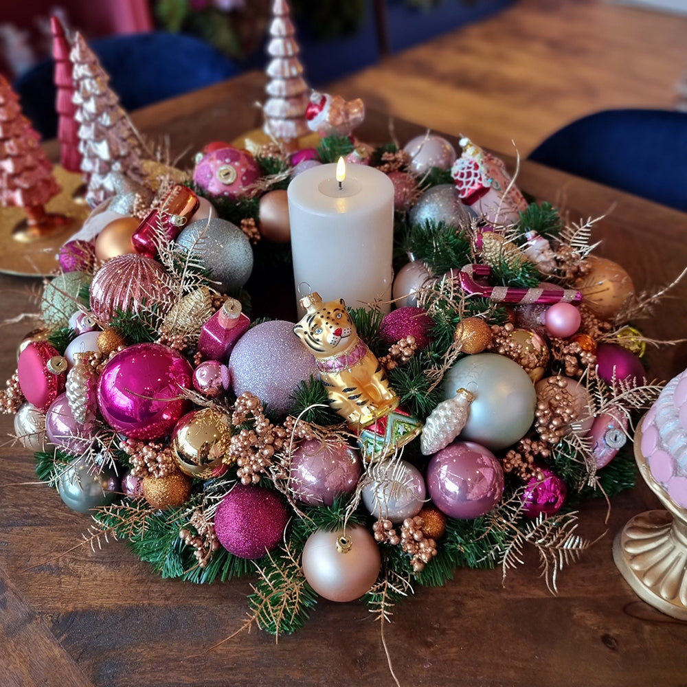 Viv! Christmas Corona de Navidad artesanal - rosa - multi - pieza única - 60cm - Solo recogida