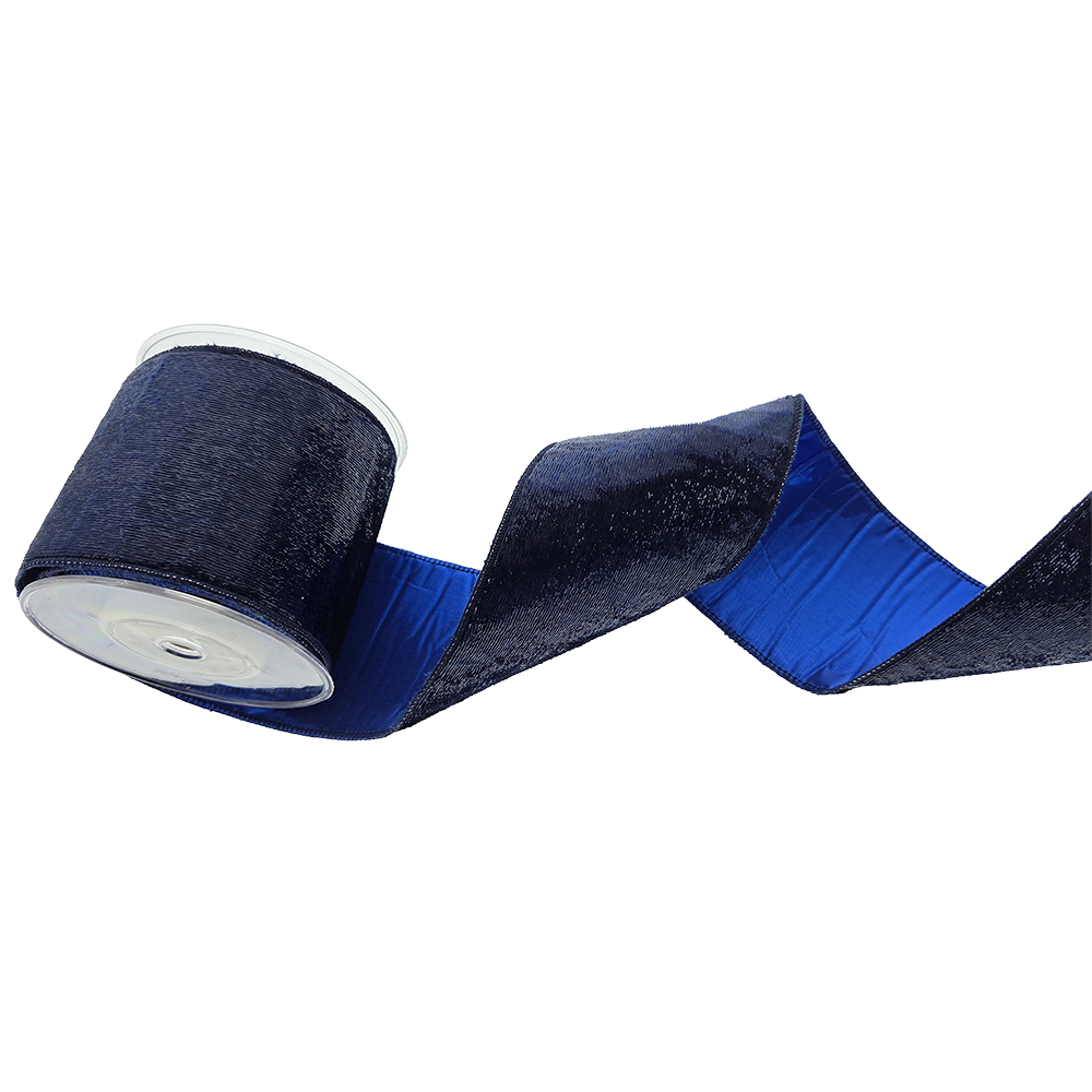Viv! Christmas Wired Ribbon - Sparkling Velvet - Blue - 10cm x 4.5m