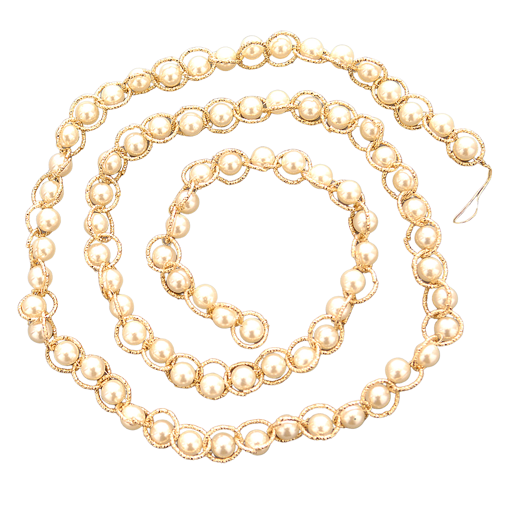 Viv! Christmas Weihnachtsgirlande - Girlande mit Perlen - Gold Weiß - 152 cm