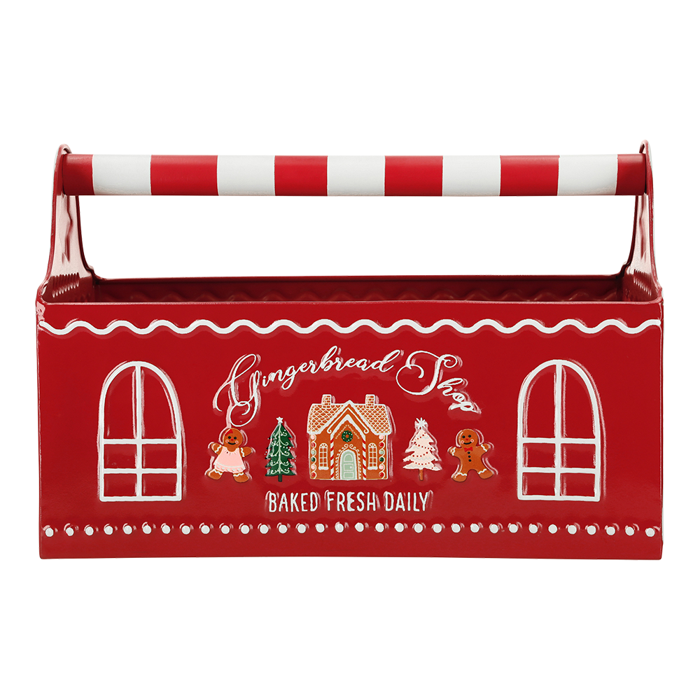 Viv! Christmas Storage Container - Gingerbread - Metal - Red - 30 cm