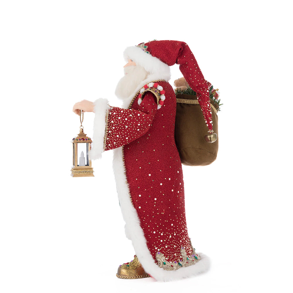 Katherine's Collection Kerst - Royal Christmas Ball - King Christopher Claus with LED Lantern - 46cm