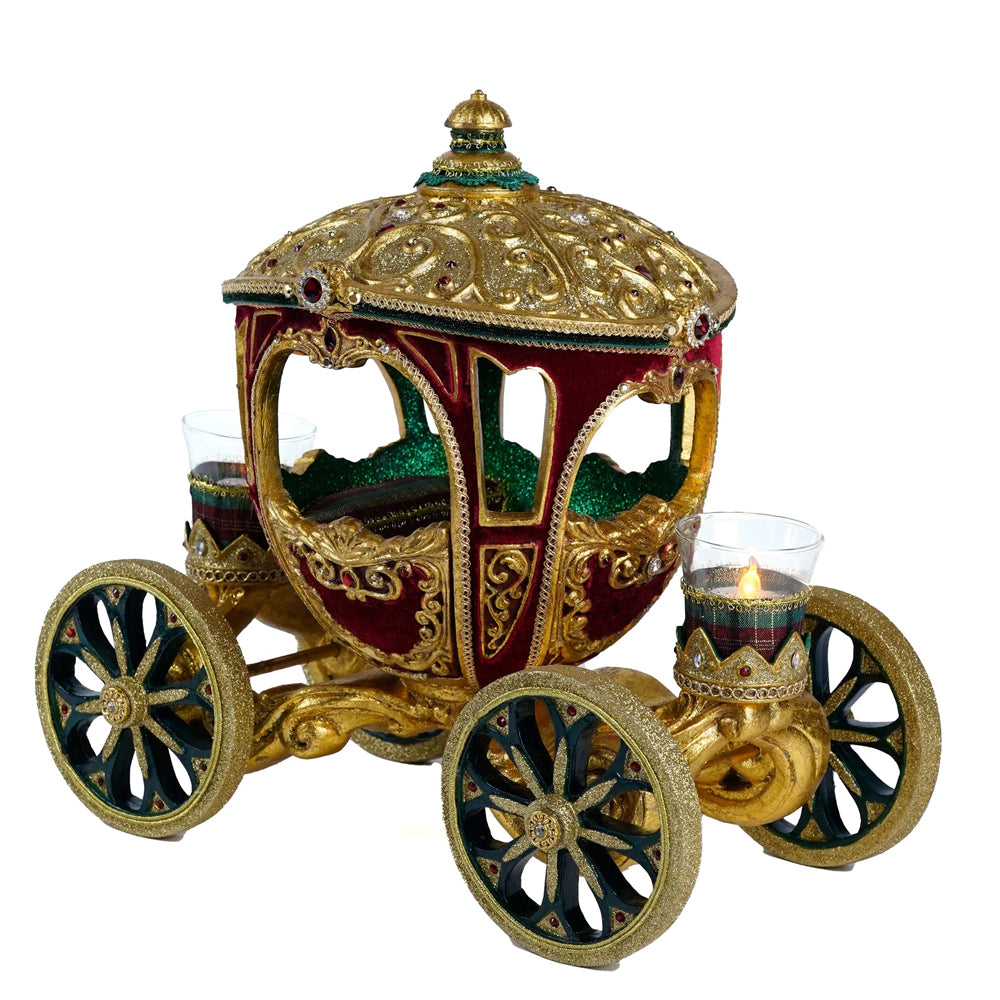 Katherine's Collection Kerst - Timeless Tidings - Carriage Centerpiece with Tea Lights - 36cm
