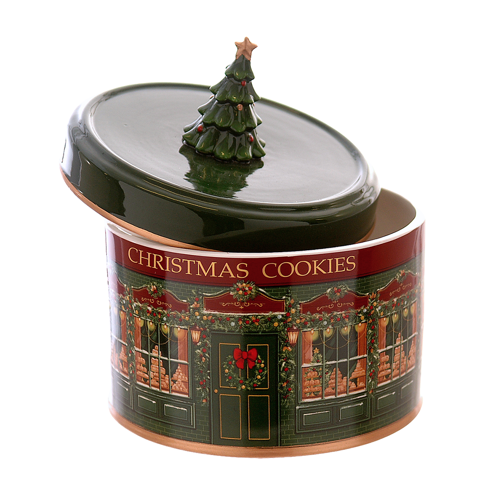 Viv! Christmas Cookie Tin - Christmas Tree - Green Red - 18 cm