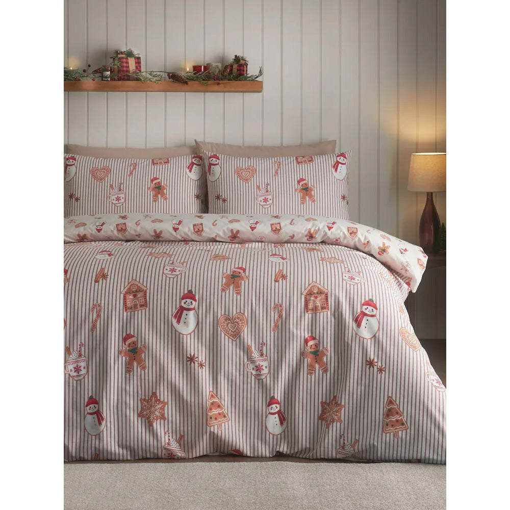 Viv! Christmas Kerst Dekbedovertrek - Gingerbread Stripe - Reversible | Levering ± 2 weken