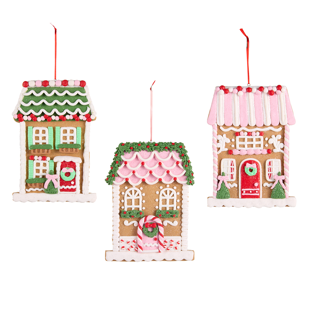 Viv! Christmas Ornament - Gingerbread Patisserie House - Set of 3 - 18 cm