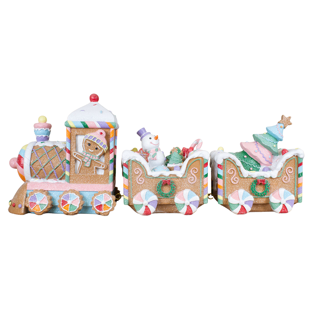 Viv! Christmas Tabletop Figure - Gingerbread Train with Snowman - 45 × 19 cm