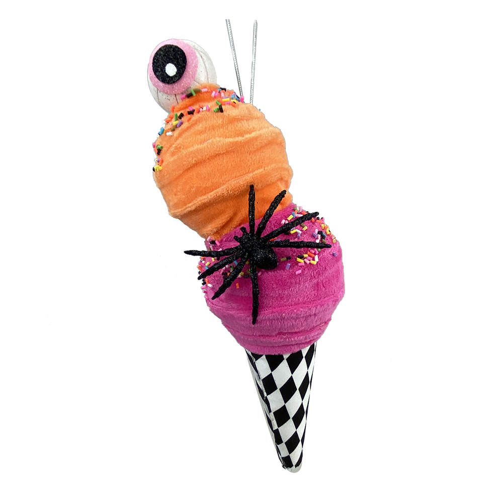 Viv! Christmas Halloween Decor - Ice Cream Ornament with Spider and Eyeball - 30cm