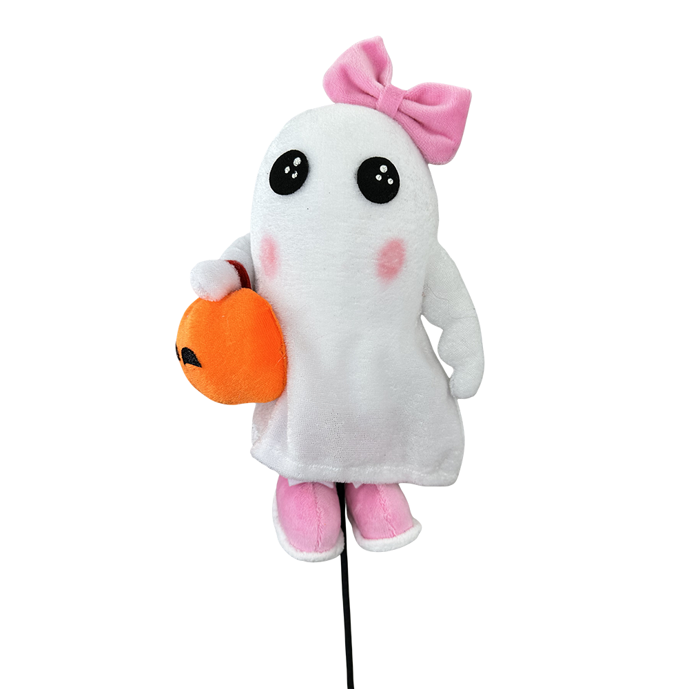 Viv! Christmas Halloween Decoratie - Spookje met Pompoen Decoratietak - 53cm