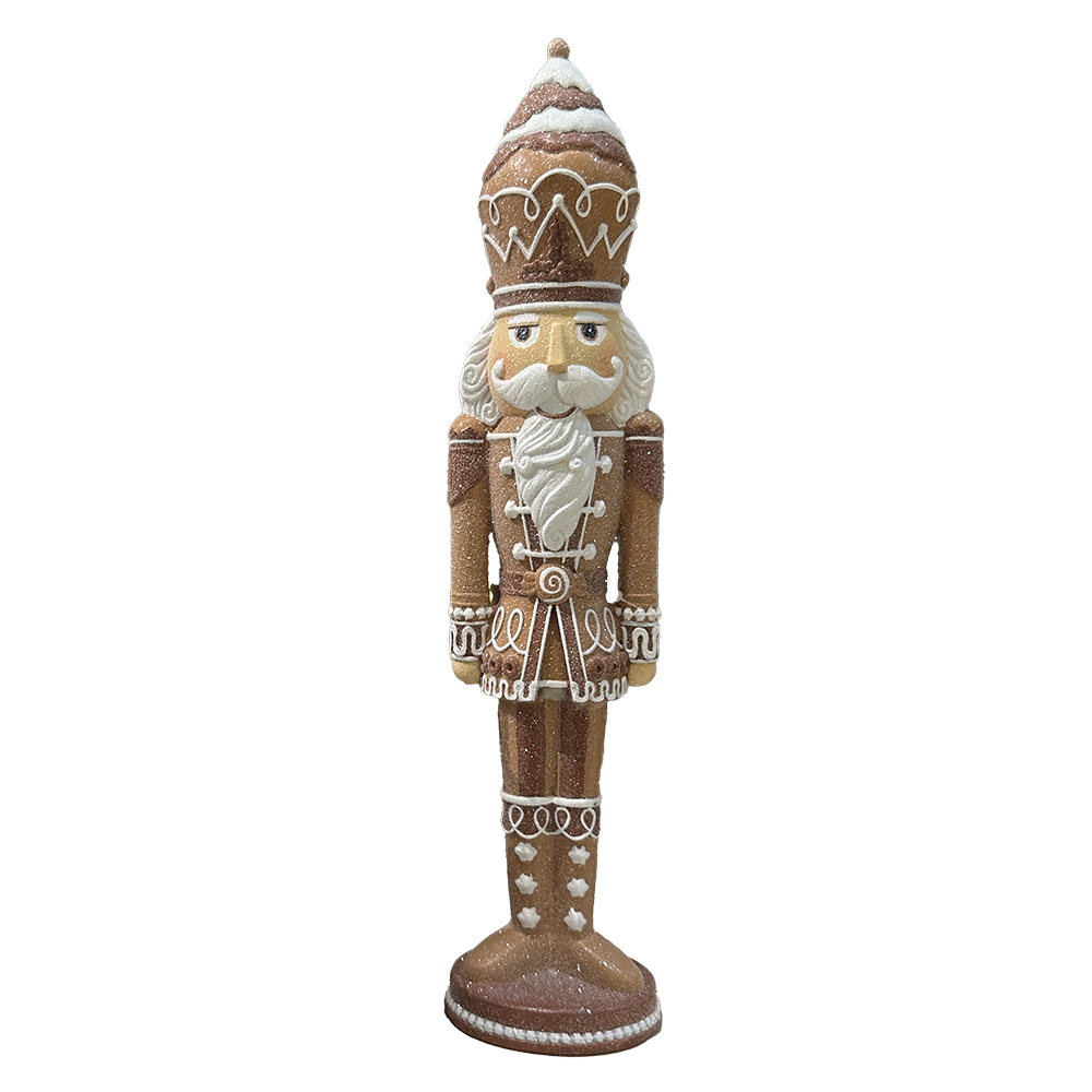 Viv! Christmas Tabletop Figure - Gingerbread Nutcracker - Brown White - 37 cm