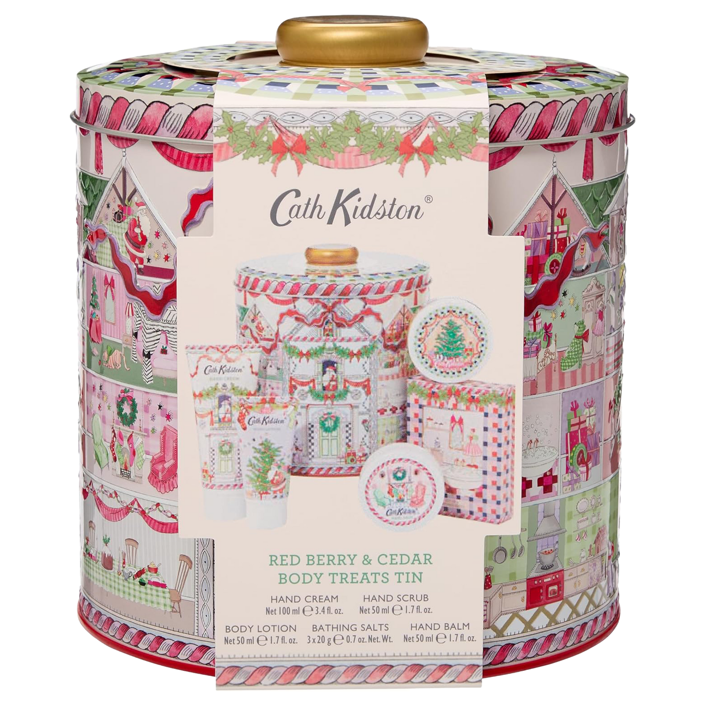 Cath Kidston Kerst Cadeauset voor Haar - Hand & Body Giftset in Luxe Koektrommel