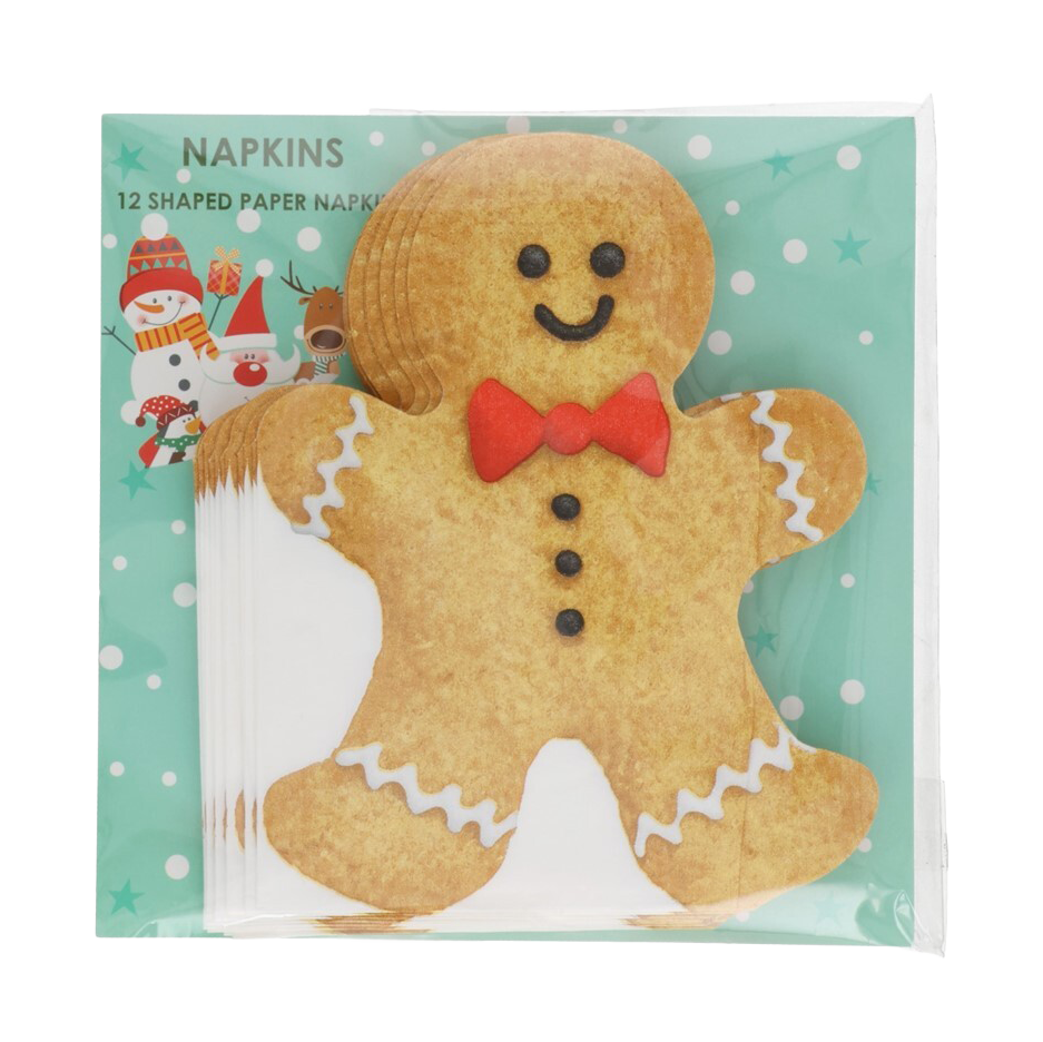 Viv! Christmas Kerst Servetten - Gingerbread Mannetjes - bruin rood - 12 stuks
