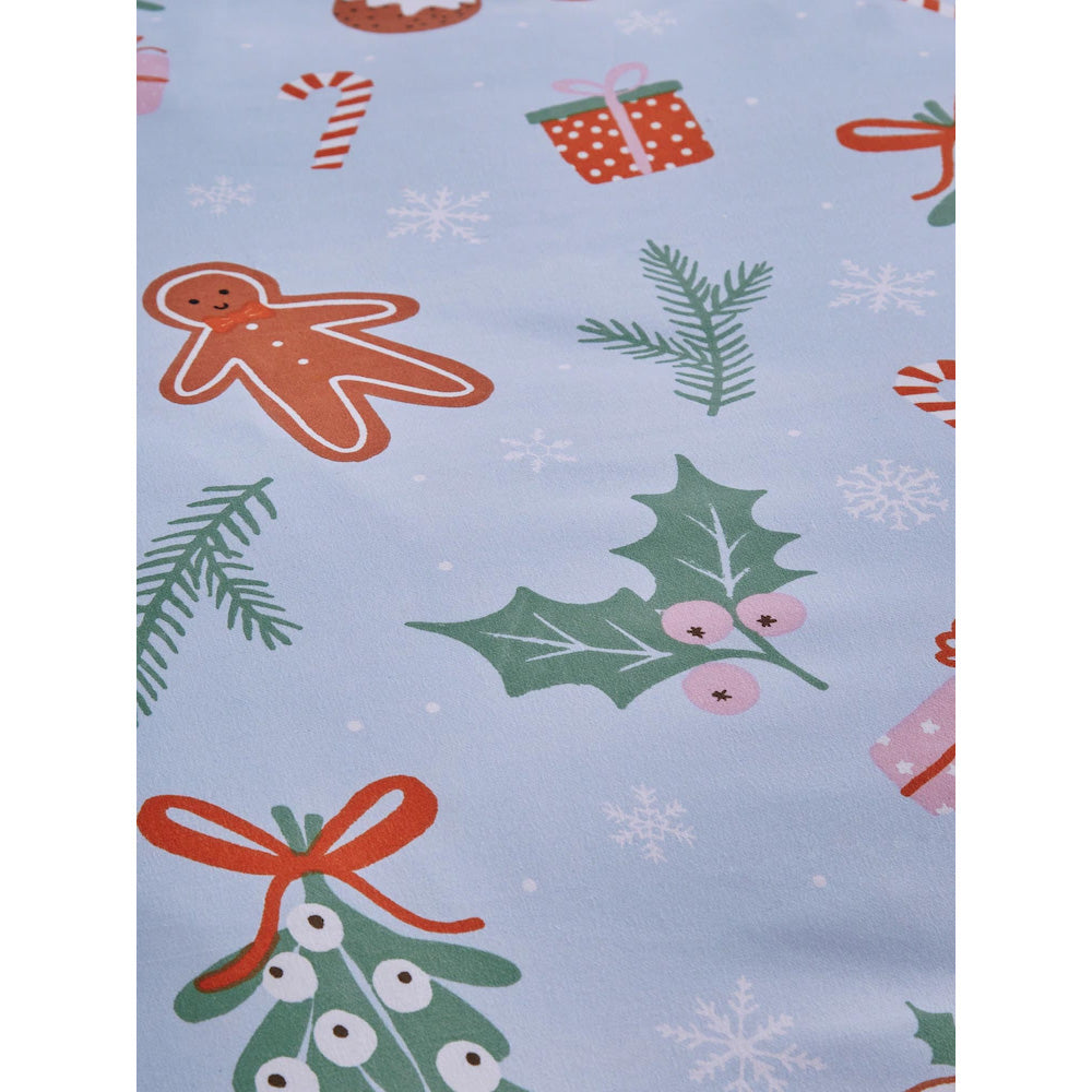 Viv! Christmas Duvet Cover - Blue Gingerbread - Microfibre - Reversible | Delivery ± 2 weeks