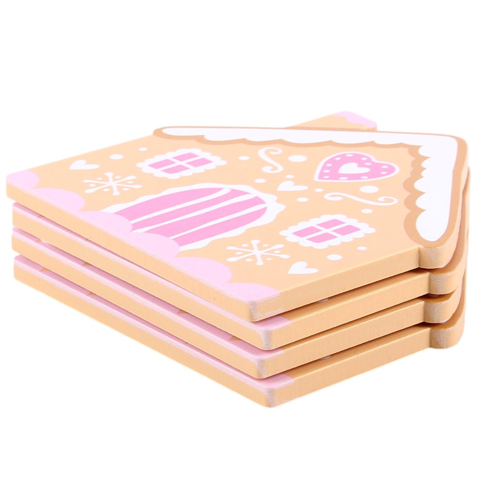 Viv! Christmas Kerst Tafeldecoratie - Roze Gingerbread Huis Onderzetters