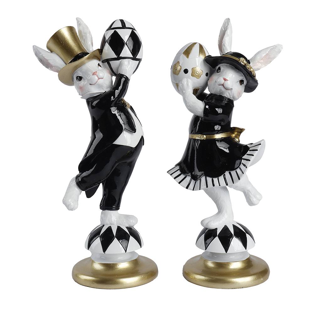 Viv! Christmas Easter Decoration - Bunnies with Eggs - Set of 2 - 30cm