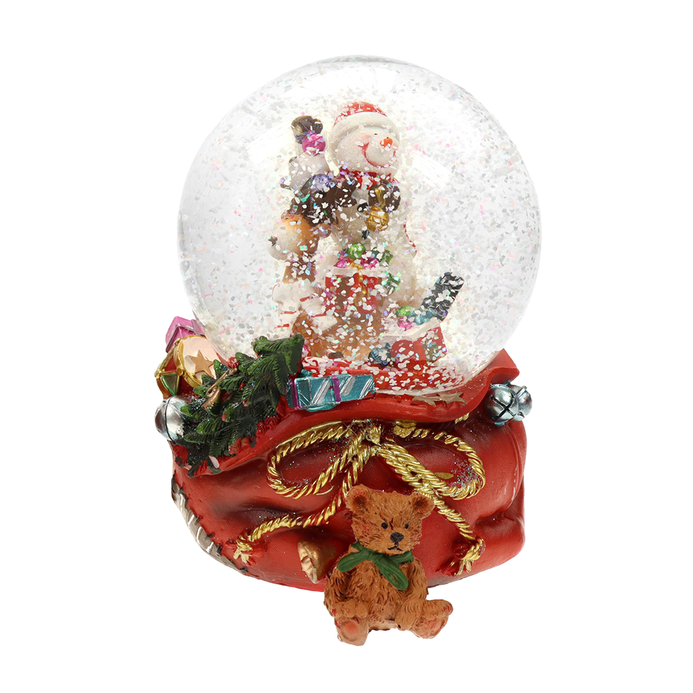 Viv! Christmas Snow Globe incl. Music Box - Snowman with Reindeer - red - 14cm