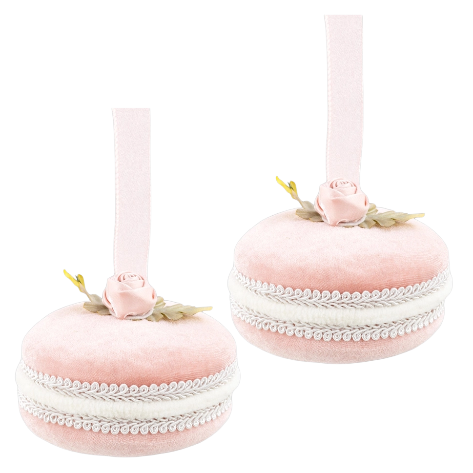 December Diamonds Kerstornament - Macaron met Roos - set van 2 - pastel roze - 10cm