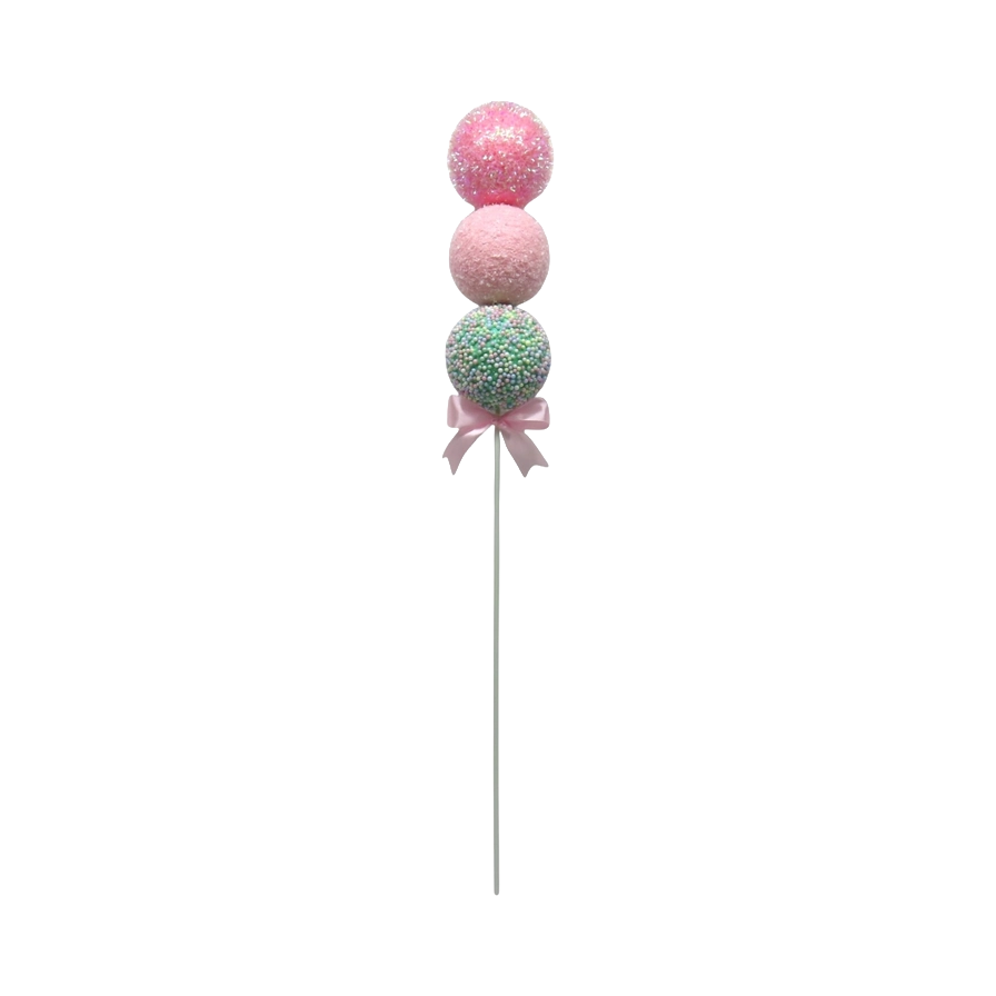 December Diamonds Weihnachtszweig - Süßigkeitenkugeln mit Schleife - Pastellrosa Grün - 53 cm