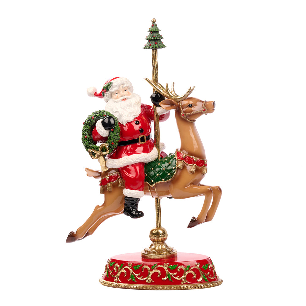 Goodwill M&G Kerstbeeld - Carousel Deer with Santa - 45,5cm
