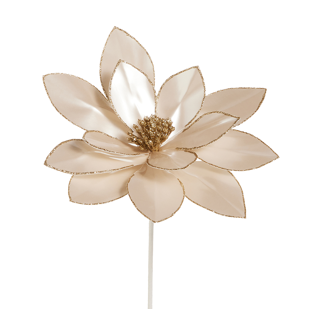 Viv! Christmas Pick - Mother-of-Pearl Poinsettia Flower - White - 56 cm