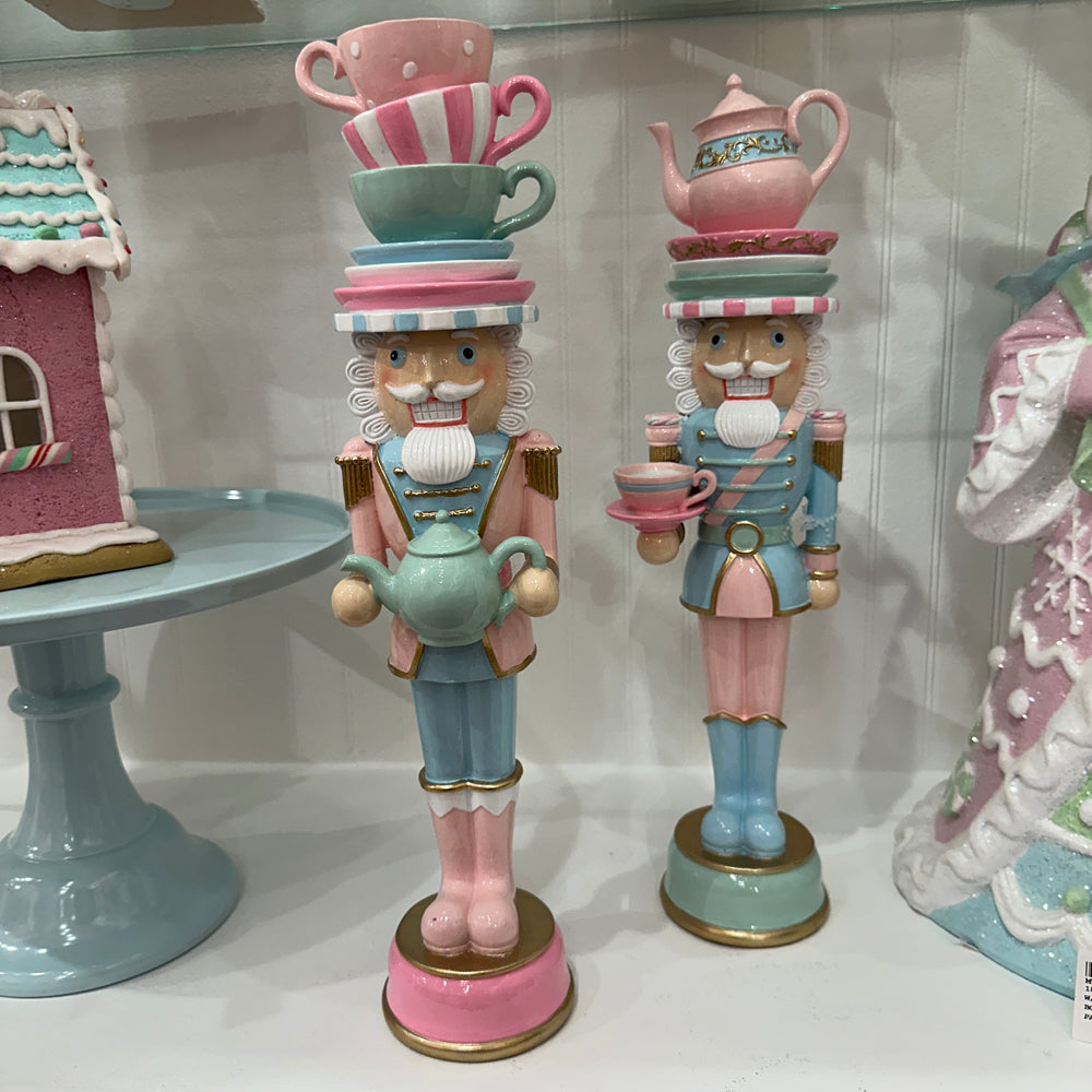 Viv! Christmas Tabletop Figure - Teacup Nutcracker - Set of 2 - Pastel Pink - 40 cm