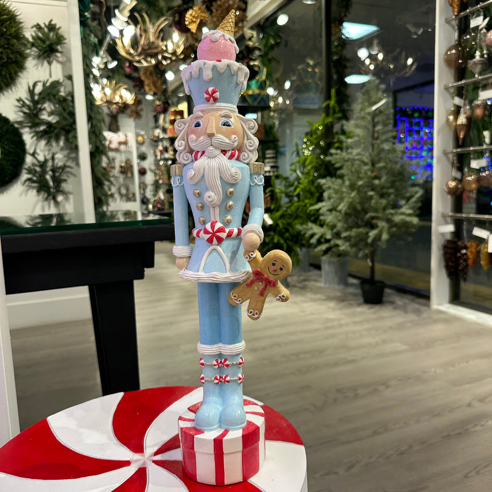 Viv! Christmas Tabletop Figure - Gingerbread Nutcracker w/ Candy - Blue Red - 46 cm