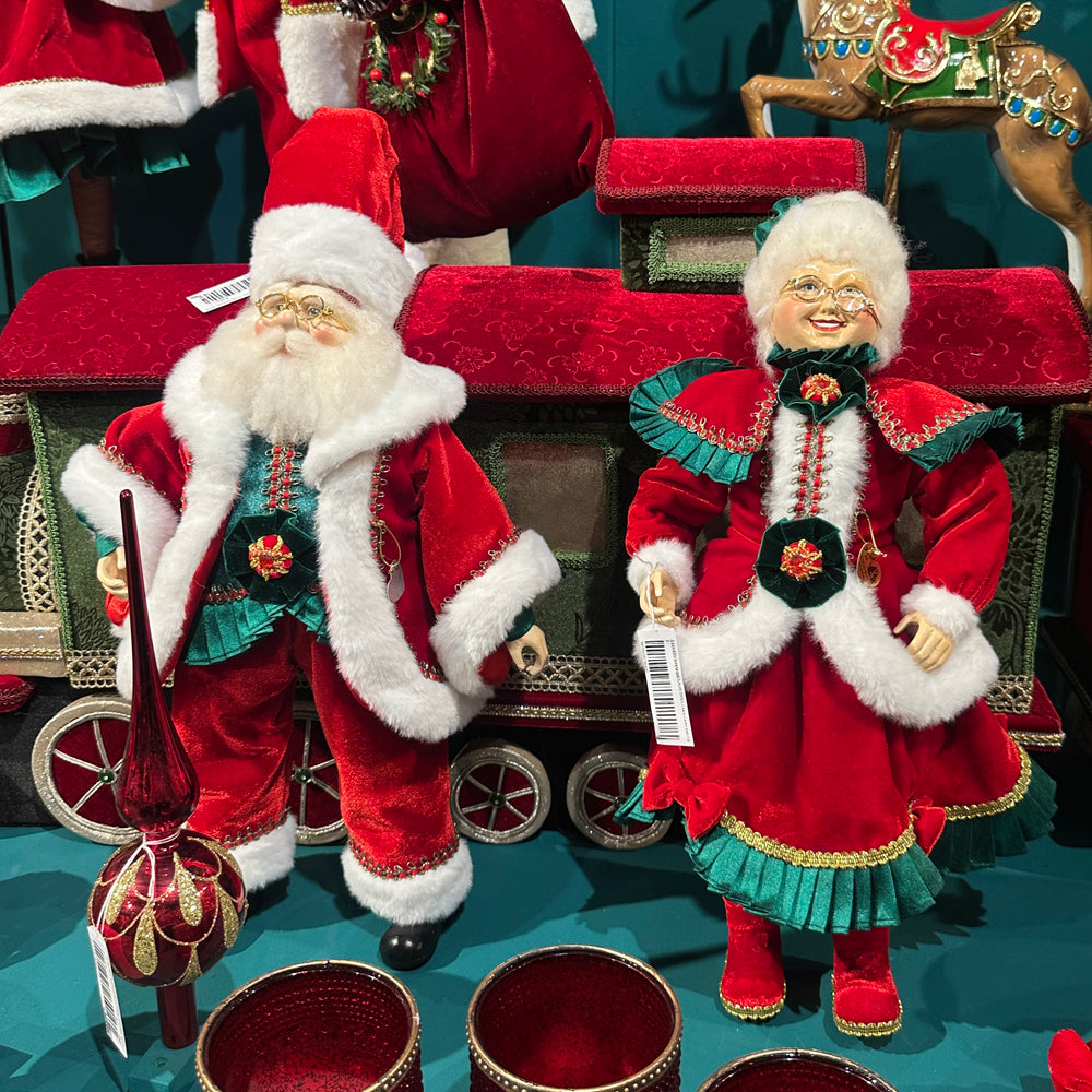 Goodwill M&G Weihnachtsfigur - Family Feast - Weihnachtsmann-Puppe - Rot Grün - 46 cm