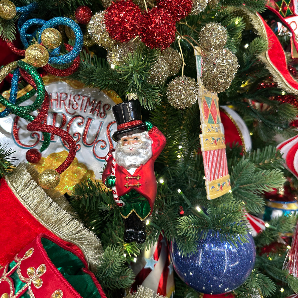 Viv! Christmas Weihnachtsanhänger - Zirkus-Weihnachtsmann - Glas - Rot Grün - 15 cm