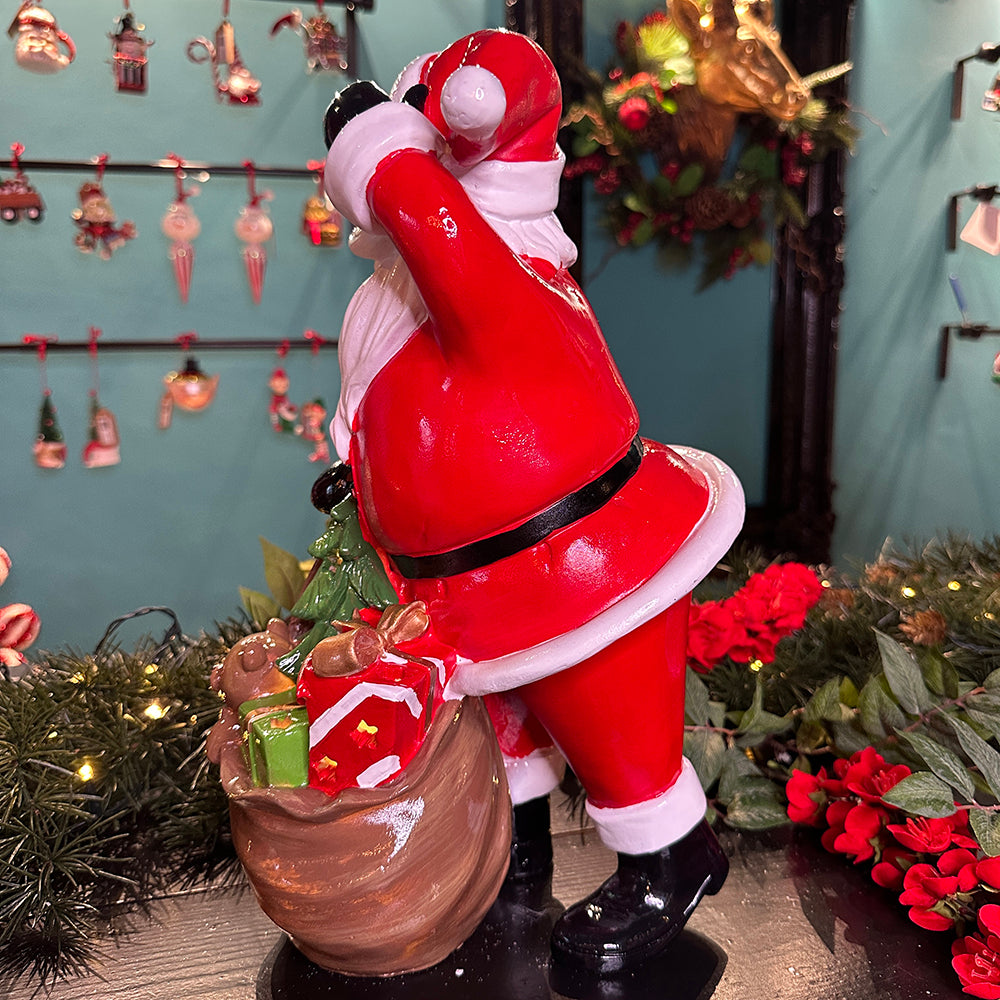 Viv! Christmas Tabletop Figure - Santa with Bag Full of Presents - incl. LED Lighting - red and white - 38cm