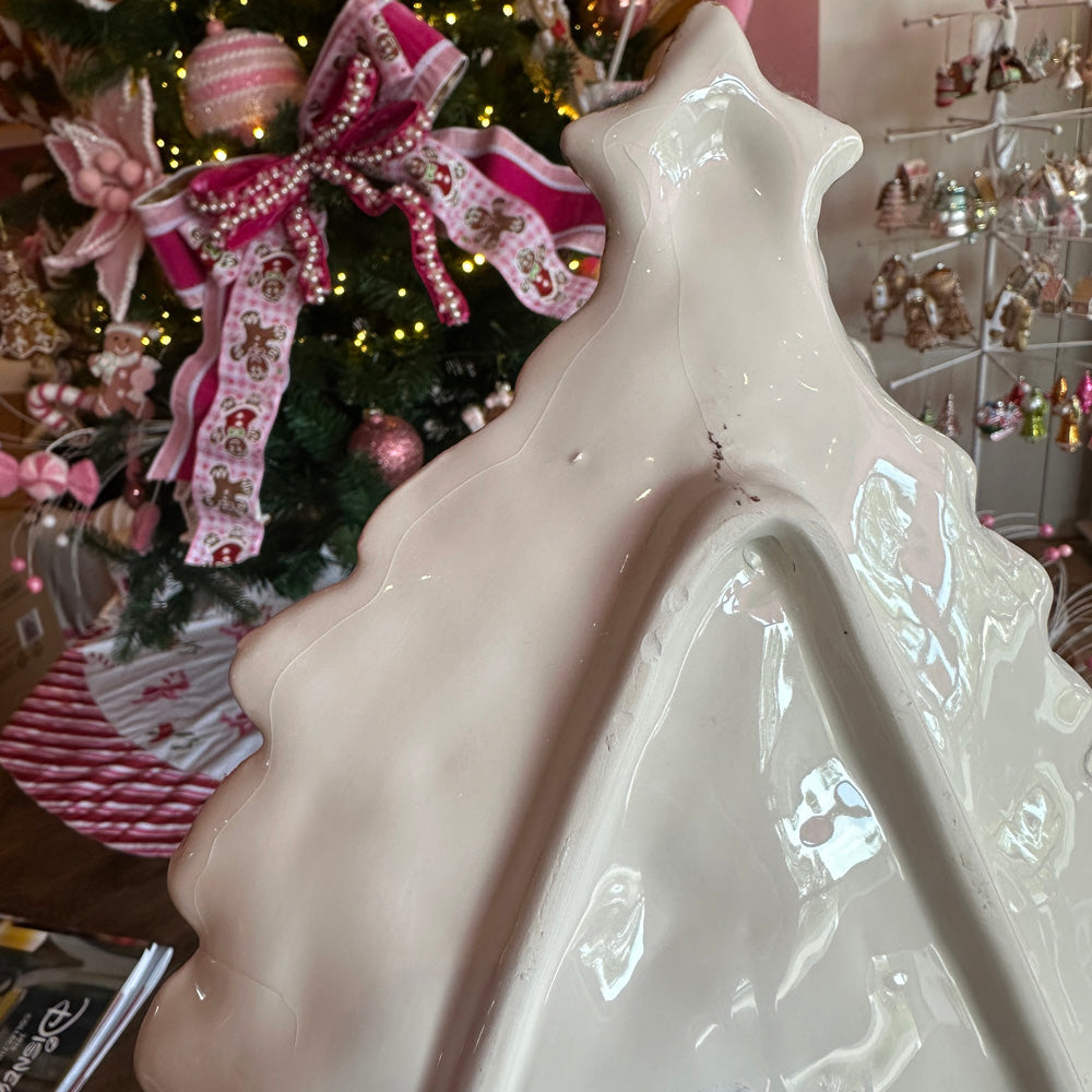 B-KEUZE: Viv! Christmas Kerstservies - Roze Kerstboom met Snoepgoed Serveer Bord - keramiek
