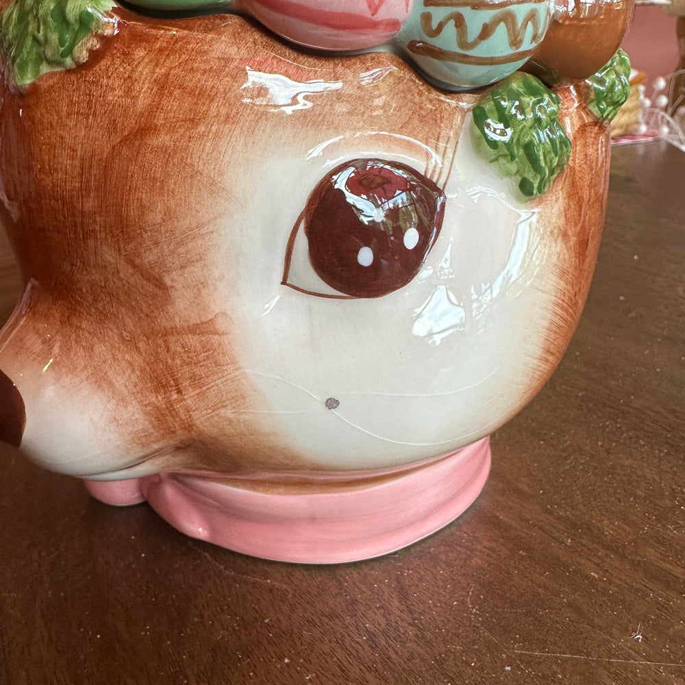 B-KEUZE: Viv! Christmas Kerstservies - Kerst Koektrommel Bambi / Hertenkop - keramiek - pastel - roze - 21,5cm