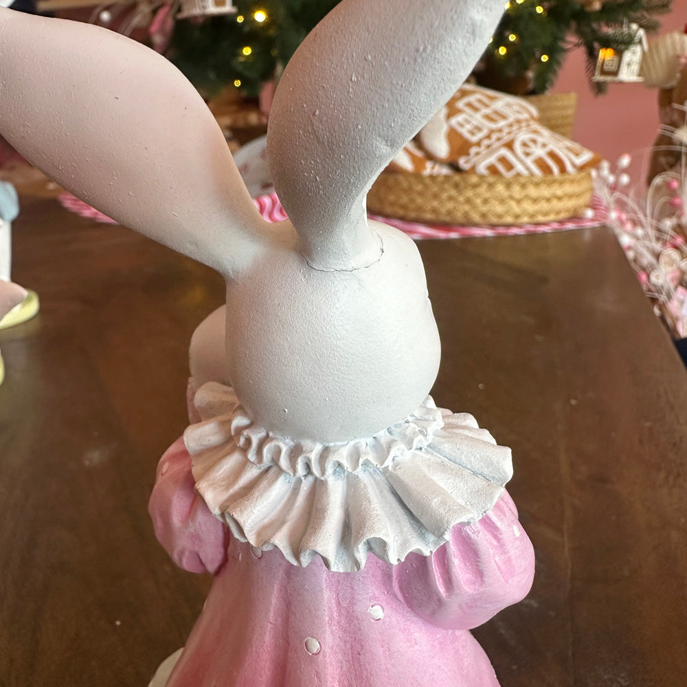 B-KEUZE: Viv! Christmas Paasdecoratie - High Tea Paashazen met Taart - set van 2 - pasen - pastel - 23cm
