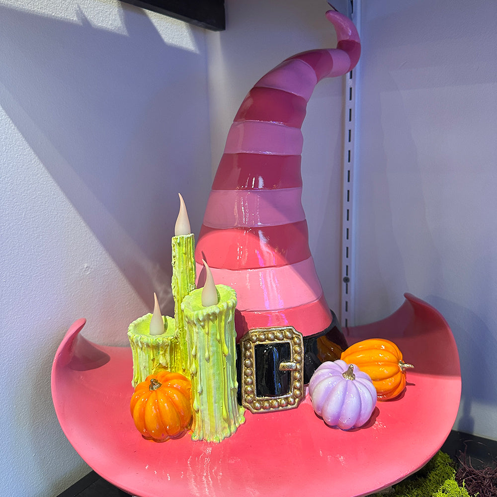 Goodwill M&G Halloween Decor - Pink Witch Hat with LED Lights - 43cm