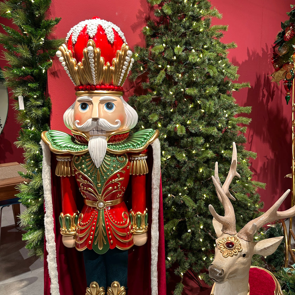 Goodwill M&G Christmas Figure Display - XXL Nutcracker with Fabric Cape - Red Green - 183cm