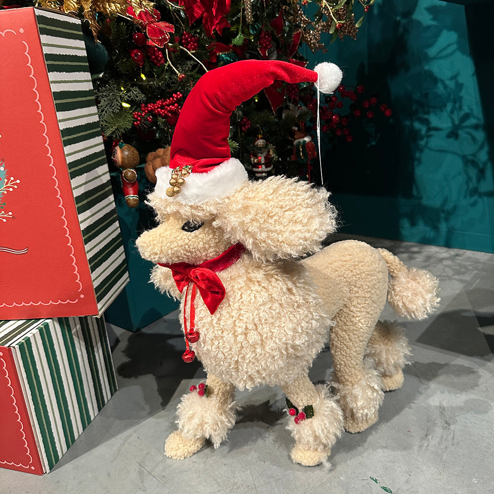 Goodwill M&G Christmas Tabletop Figure - Poodle Dog with Hat - 48 cm