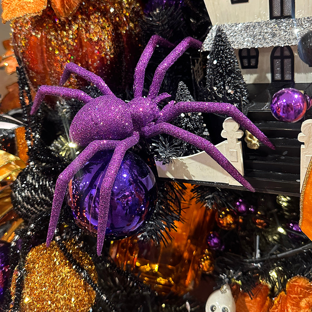 Viv! Christmas Decoración de Halloween - Araña de Purpurina - morado - 20 cm