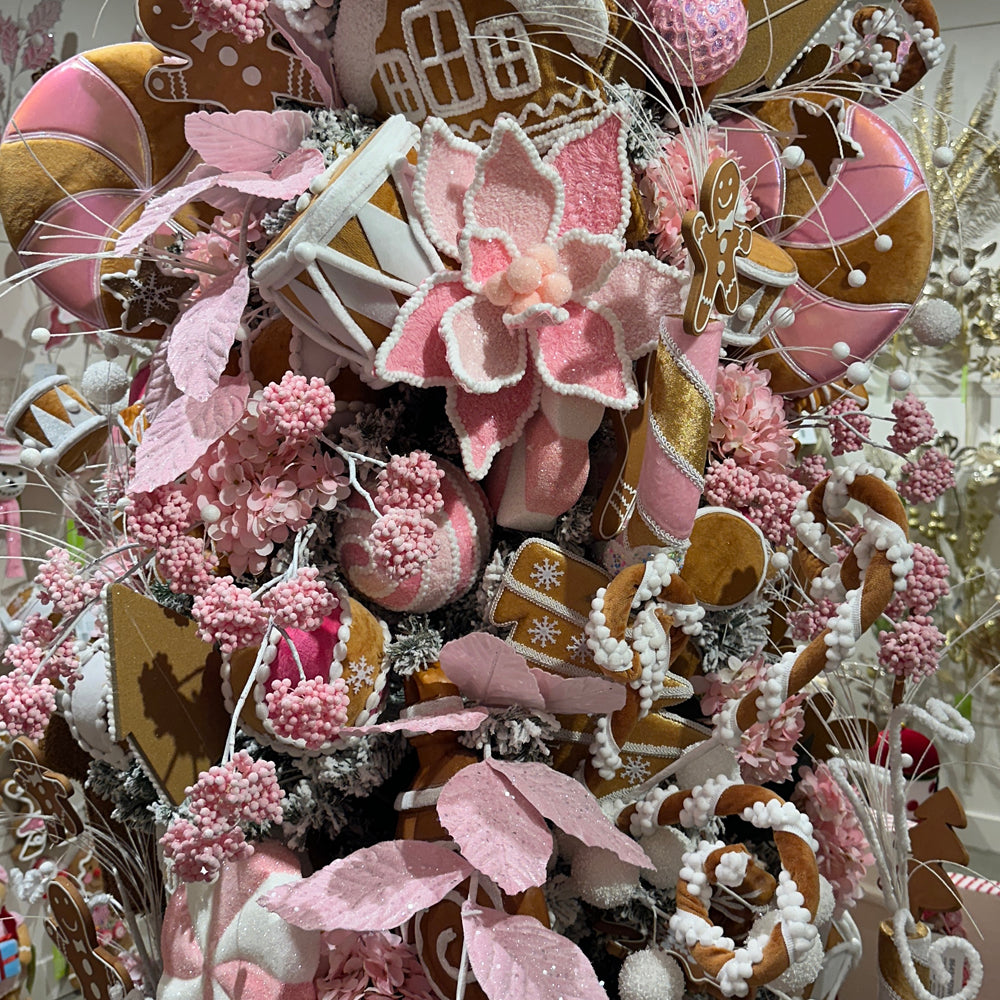 Viv! Christmas Kersttak - Gingerbread Krullen - bruin wit - 71cm