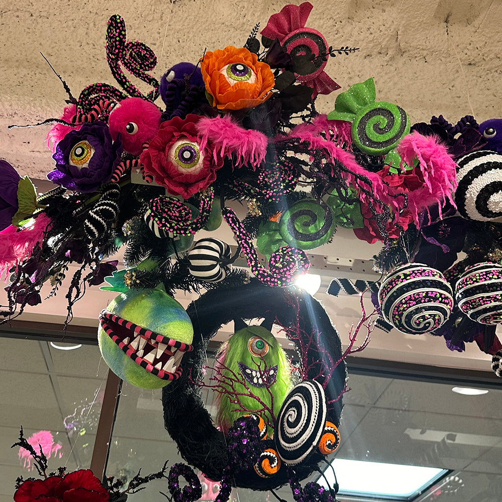 Viv! Christmas Halloween Decoratie - Bloem met Oogbal Decoratietak - 53 cm