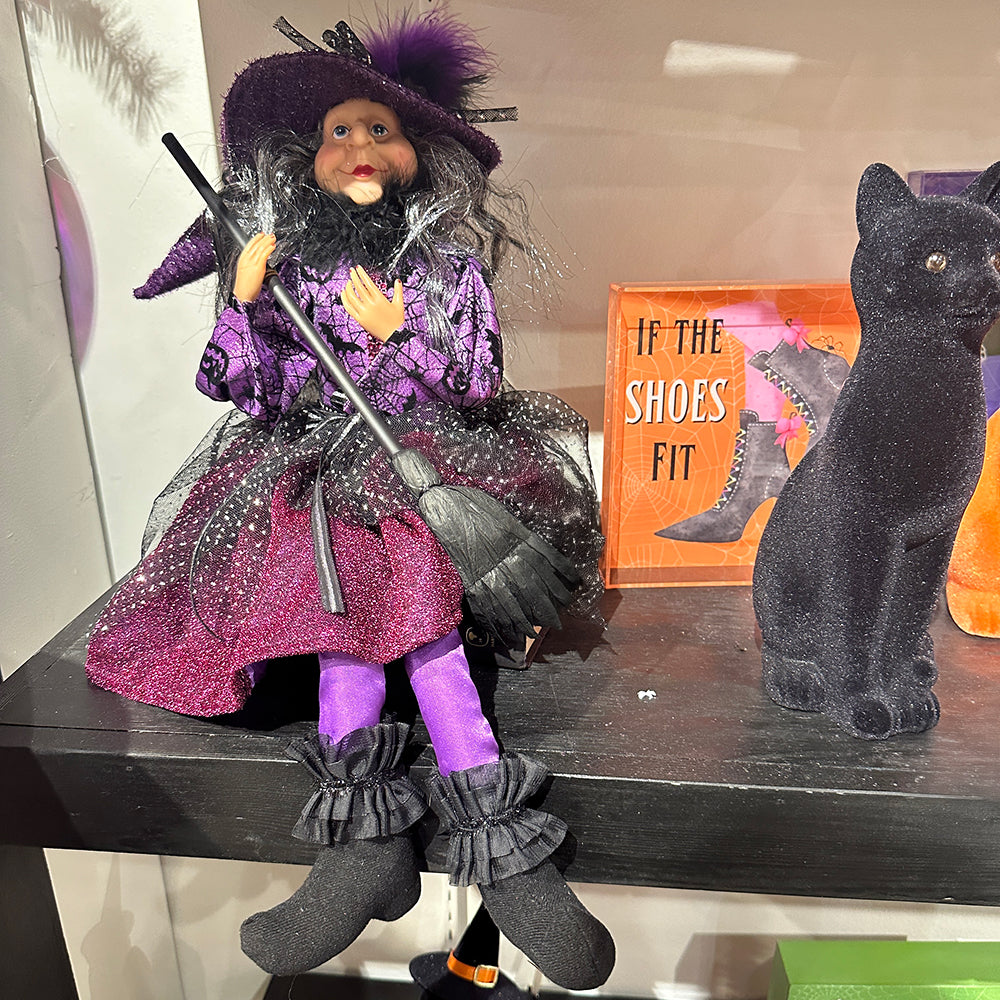 Viv! Christmas Halloween Tabletop Figurine - Witch in Purple Party Dress - 56 cm