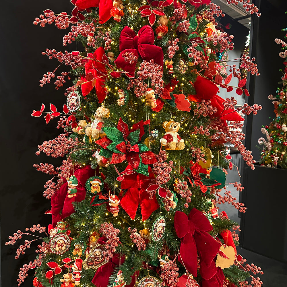 Kurt S. Adler Weihnachtsanhänger - Teddybär mit Plüschjacke - Glas - Rot Weiß - 14 cm