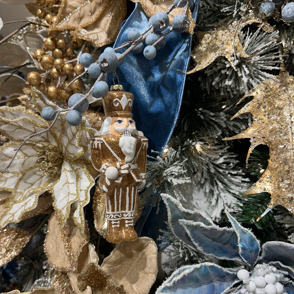 Viv! Christmas Ornament - Gingerbread Nutcracker - set of 2 - glass - brown white - 17cm