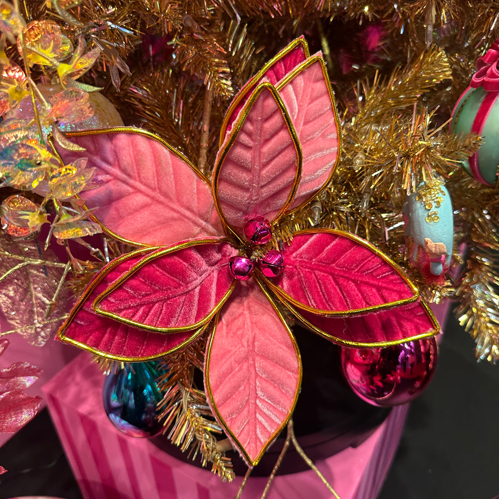 Goodwill M&G Weihnachtszweig - Weihnachtsstern mit Clip - Rosa Gold - 29 cm