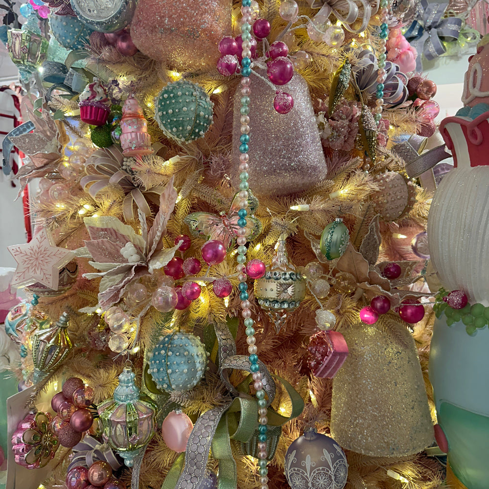 Viv! Christmas Kersttak - Iridescent Bubbels met Sneeuw - roze - 41cm