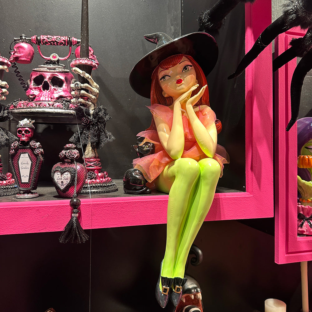 Goodwill M&G Halloween Decor - Seated Witch with Cat - 59cm