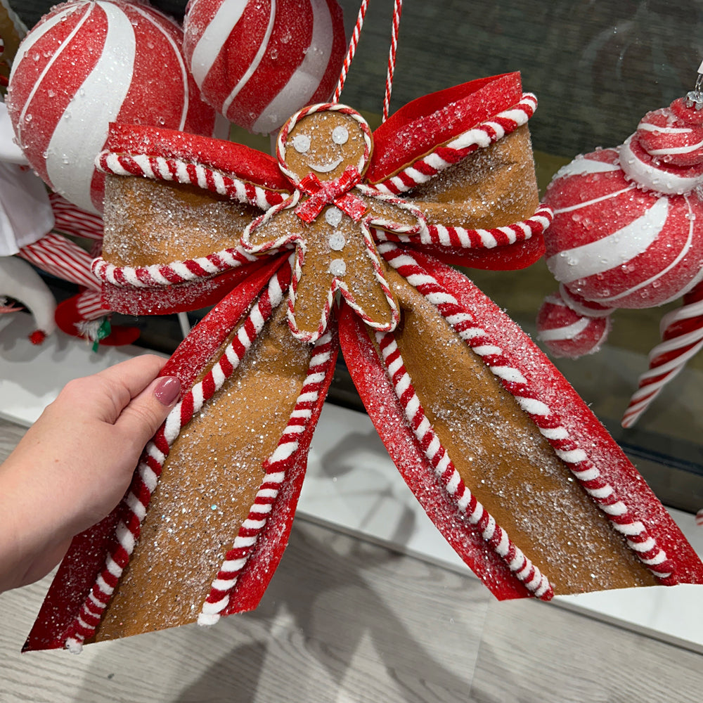 Viv! Christmas Kerstboomversiering - Gingerbread Strik - bruin rood - 38cm