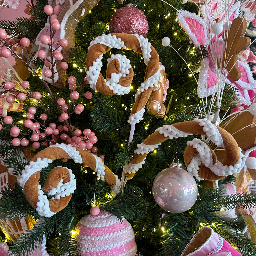 Viv! Christmas Decorative Spray - Gingerbread Curls - brown white - 71cm