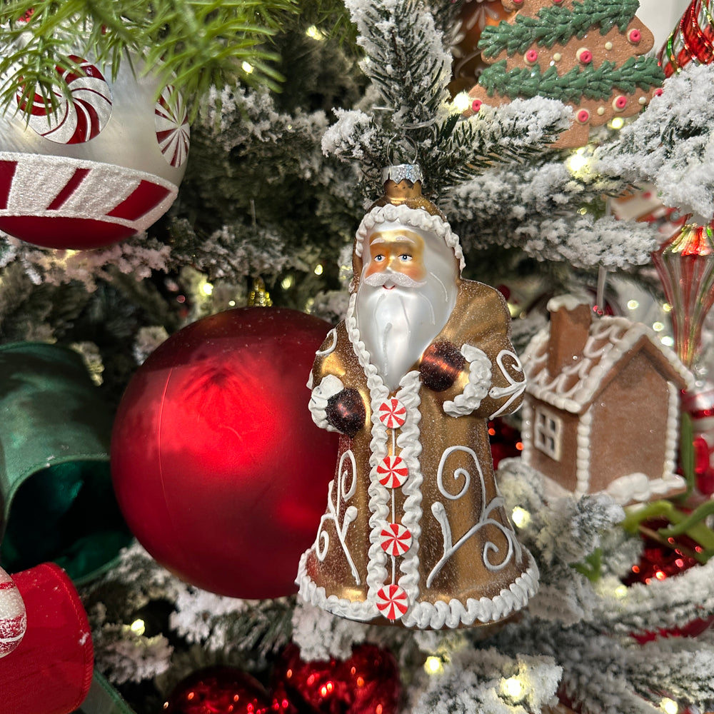 Viv! Christmas Kerstornament - Gingerbread Kerstman - glas - bruin - 15cm