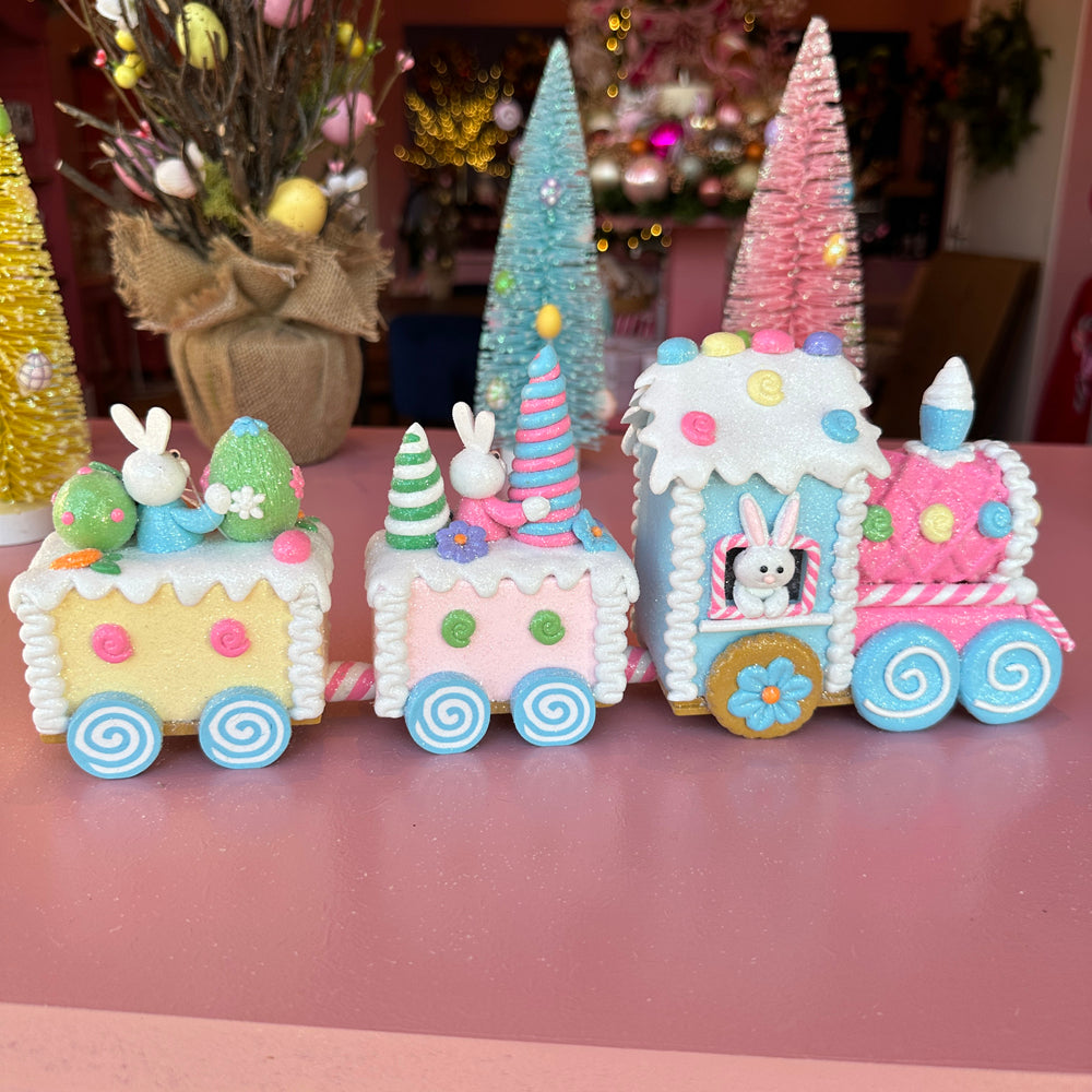 Viv! Christmas Easter Decoration - Gingerbread Train with Easter Bunny - Easter - 33cm