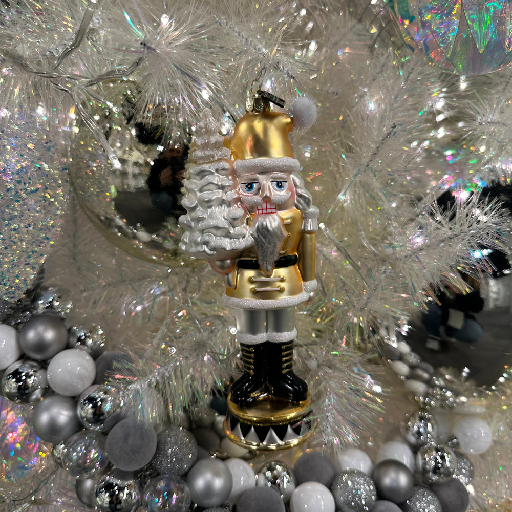 Viv! Christmas Weihnachtsanhänger – Nussknacker – Glas – Gold Schwarz – 18 cm